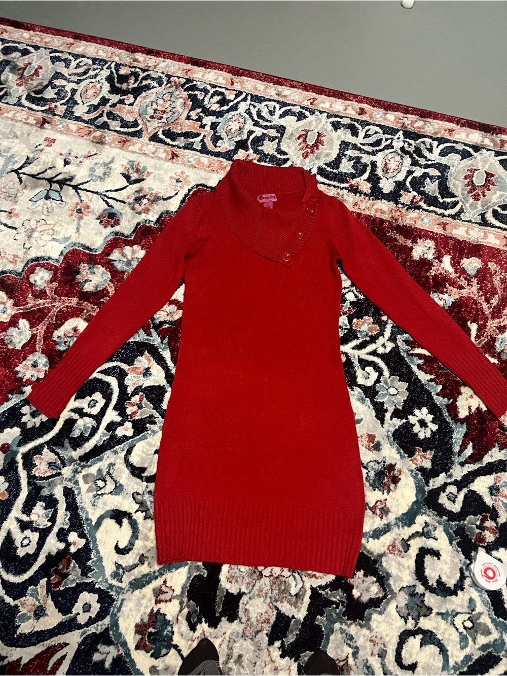 Women's Red Long Sleeve Knit Sweater Dress
